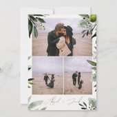 Boho Greenery Olive Watercolor 3 Foto Hochzeit Einladung (Rückseite)