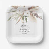 Boho Greenery Pampa Grass Bridal Shower Pappteller (Vorderseite)