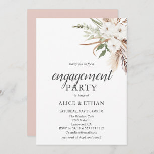 Boho Greenery Pampa Grass Engagement Party Einladung