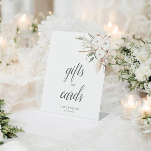 Boho Greenery Pampa Grass Wedding Gifts Cards Sockelschild