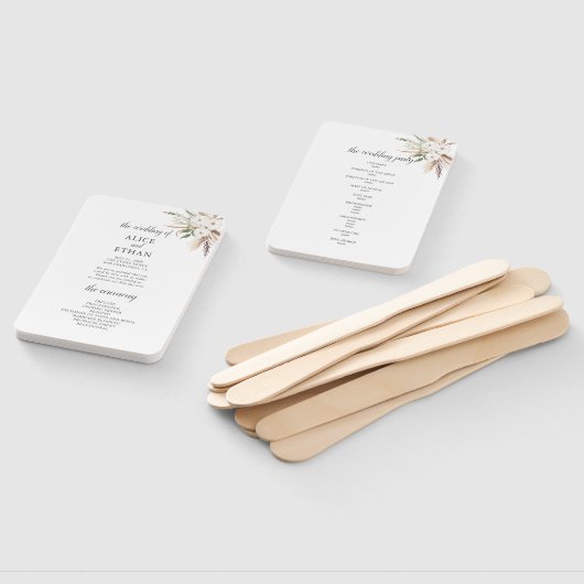 Boho Greenery Pampa Grass Wedding Program Fächer (Non-assembled)