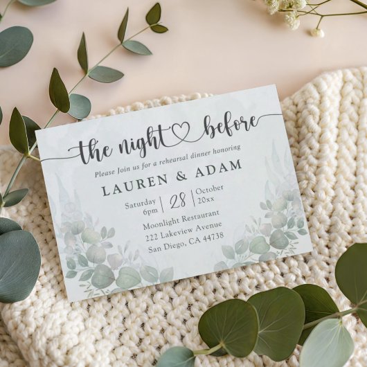 Boho Greenery Rehearsal Dinner  Wedding Invitation Einladung