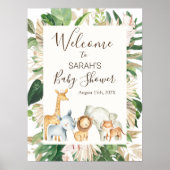 Boho Greenery Safari Baby Dusche Begrüßungszeichen Poster (Vorne)