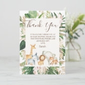 Boho Greenery Safari Baby Dusche Danke Karte (Stehend Vorderseite)
