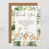 Boho Greenery Safari Baby Dusche Danke Karte (Vorne/Hinten)