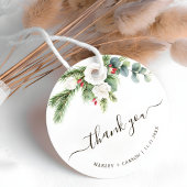 Boho Greenery Script Evergreen Wedding Geschenkanhänger