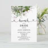 Boho Greenery Script Heart Brunch Brautparty Einladung (Stehend Vorderseite)
