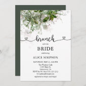 Boho Greenery Script Heart Brunch Brautparty Einladung (Vorne/Hinten)