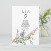 Boho greenery table number seating chart cards (Stehend Vorderseite)