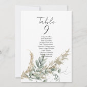 Boho greenery table number seating chart cards (Rückseite)