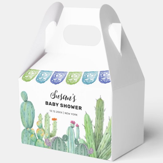 Boho Greenery Taco Fiesta Cactus Baby Shower Geschenkschachtel (Vorderseite)