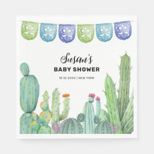 Boho Greenery Taco Fiesta Cactus Baby Shower Serviette