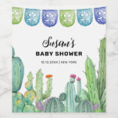 Boho Greenery Taco Fiesta Cactus Baby Shower Weinetikett (Einzelnes Label)