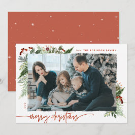 Boho Greenery Terracotta Rust Weihnachtsfest Foto Feiertagskarte