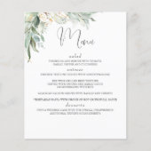 Boho Greenery und Eucalyptus Blätter Wedding Menu Flyer (Vorne)