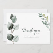 Boho Greenery Watercolor Eucalyptus Wedding Dankeskarte (Vorderseite)
