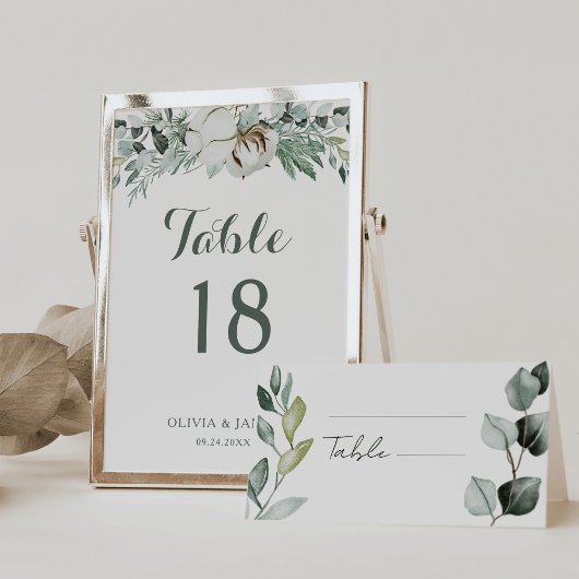 Boho Greenery Watercolor Eucalyptus Wedding Platzkarte