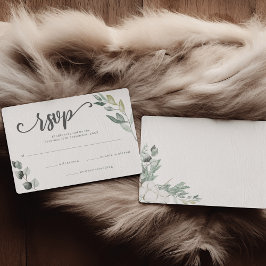 Boho Greenery Watercolor Eucalyptus Wedding RSVP Karte