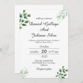 Boho Greenery Wedding Einladung (Vorne/Hinten)