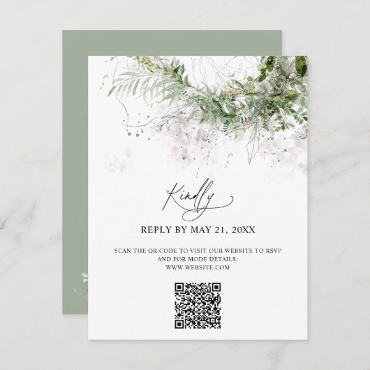 Boho Greenery Wedding Online UAWG Begleitkarte (Vorne/Hinten)