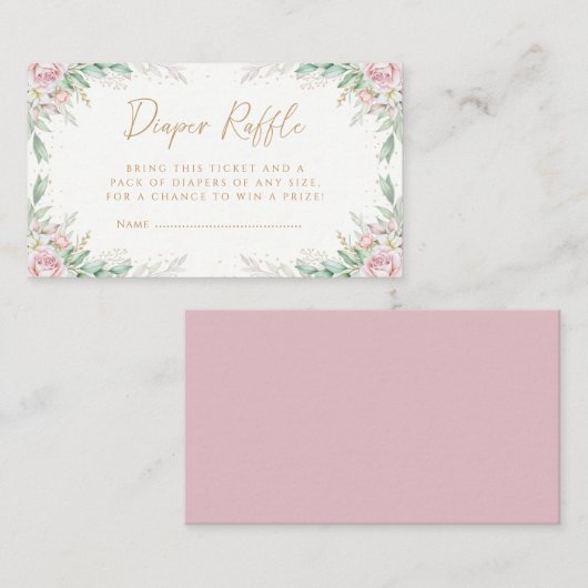 Boho Greeney Pink Floral Baby Dusche Windel Windel Begleitkarte (Vorne/Hinten)