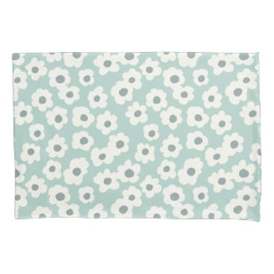 Boho Gren Weiß Grau Floral Trendige Moderne Kissenbezug