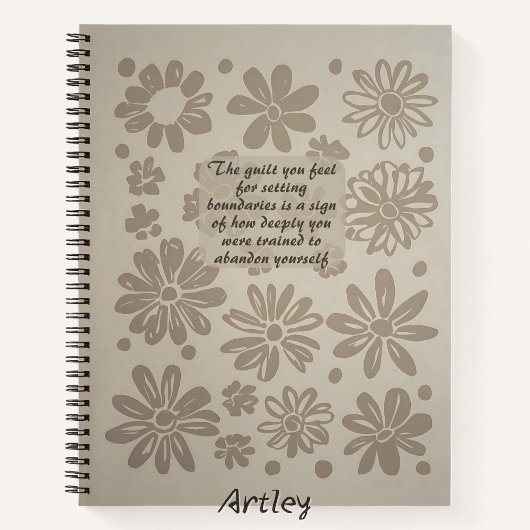 Boho Grey Floral Briefmarke Custom Quote Journal Notizblock