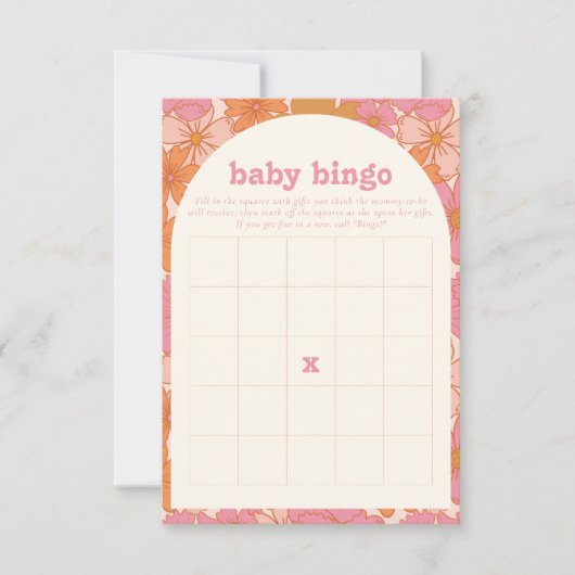 Boho Groovy Baby Bingo Baby Duschkarte RSVP Karte (Vorderseite)
