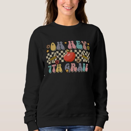 Boho Groovy Back to School Oh Hey 7th Grade Sevent Sweatshirt (Vorderseite)
