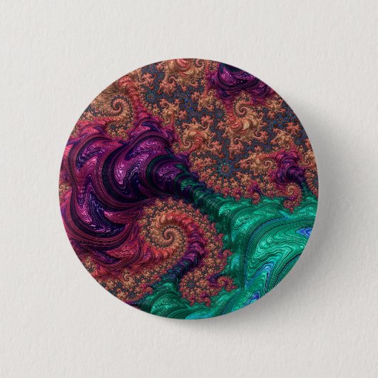 Boho Groovy Colorful Jewel Tone Abstraktes Fraktal Button (Vorderseite)