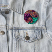 Boho Groovy Colorful Jewel Tone Abstraktes Fraktal Button (Beispiel)