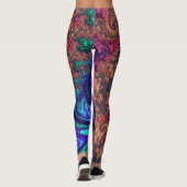 Boho Groovy Colorful Jewel Tone Abstraktes Fraktal Leggings (Rückseite)