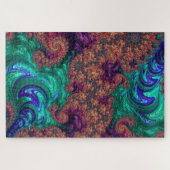 Boho Groovy Colorful Jewel Tone Abstraktes Fraktal Puzzle (Horizontal)