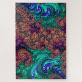 Boho Groovy Colorful Jewel Tone Abstraktes Fraktal Puzzle