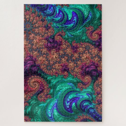 Boho Groovy Colorful Jewel Tone Abstraktes Fraktal Puzzle (Vertikal)