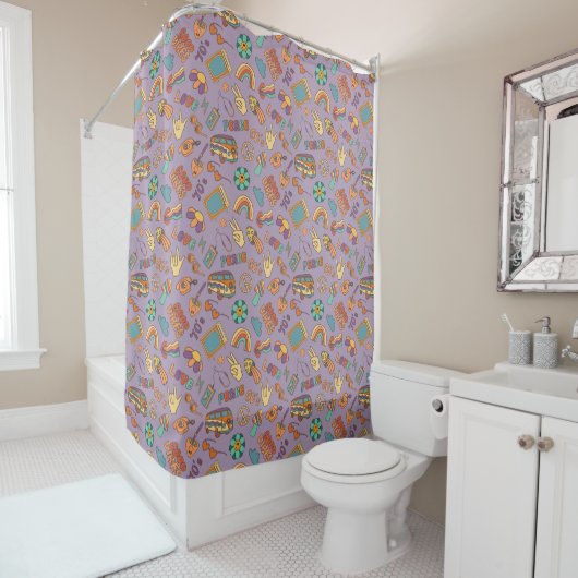 Boho Groovy Curtain Retro Pastel Bath Vibes Duschvorhang (Beispiel)