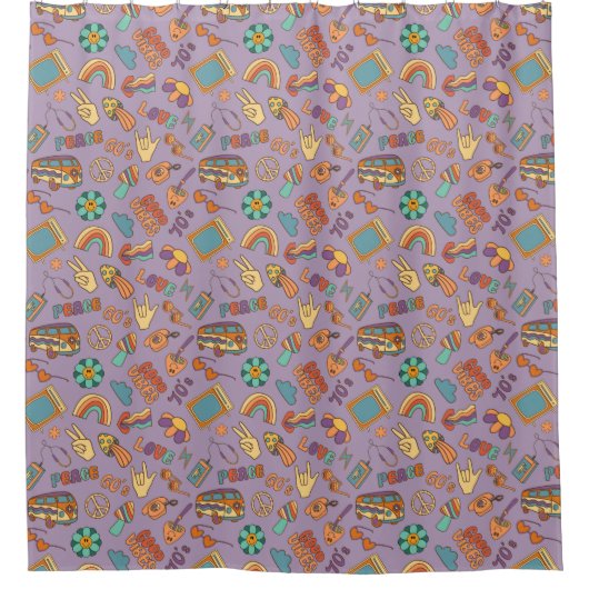 Boho Groovy Curtain Retro Pastel Bath Vibes Duschvorhang (Vorderseite)