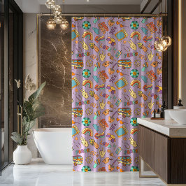 Boho Groovy Curtain Retro Pastel Bath Vibes Duschvorhang