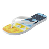 Boho Groovy Geometric Abstrakt AroAce Pride Flag Badesandalen (Schrägansicht)