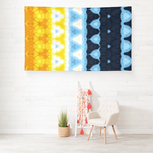 Boho Groovy Geometric Abstrakt AroAce Pride Flag Banner (Insitu)