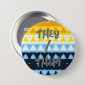 Boho Groovy Geometric Abstrakt AroAce Pride Flag Button (Vorne & Hinten)