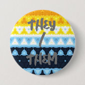 Boho Groovy Geometric Abstrakt AroAce Pride Flag Button (Vorderseite)