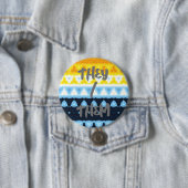 Boho Groovy Geometric Abstrakt AroAce Pride Flag Button (Beispiel)