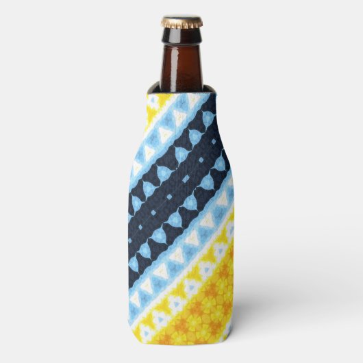Boho Groovy Geometric Abstrakt AroAce Pride Flag Flaschenkühler (Flaschenvorderseite)