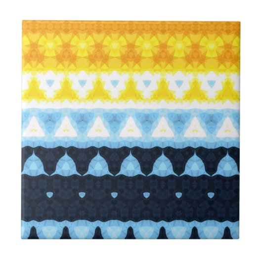 Boho Groovy Geometric Abstrakt AroAce Pride Flag Fliese (Vorderseite)