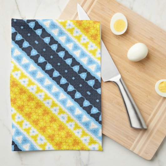 Boho Groovy Geometric Abstrakt AroAce Pride Flag Geschirrtuch (Viertel Falte)