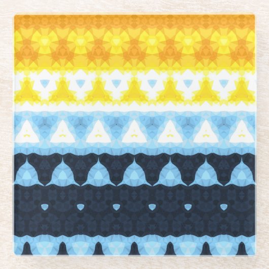 Boho Groovy Geometric Abstrakt AroAce Pride Flag Glasuntersetzer (Vorderseite)