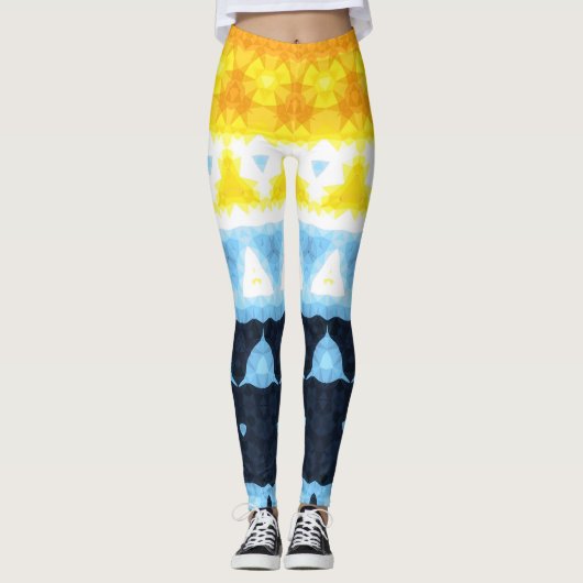 Boho Groovy Geometric Abstrakt AroAce Pride Flag Leggings (Vorderseite)