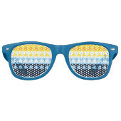 Boho Groovy Geometric Abstrakt AroAce Pride Flag Partybrille (Vorderseite)