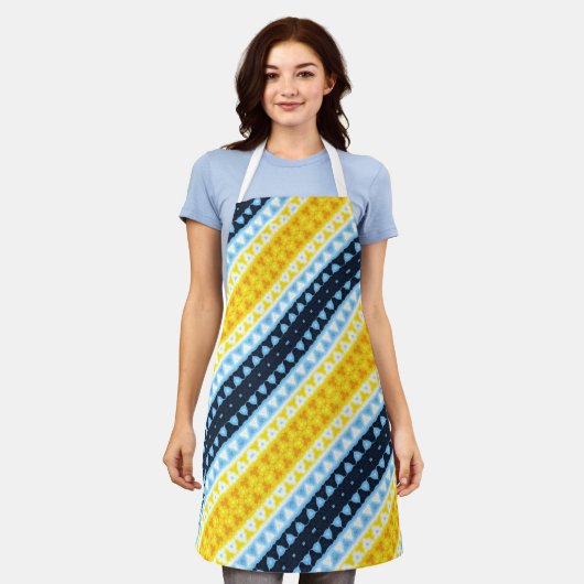 Boho Groovy Geometric Abstrakt AroAce Pride Flag Schürze (Getragen)